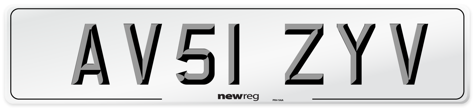 AV51 ZYV Number Plate from New Reg